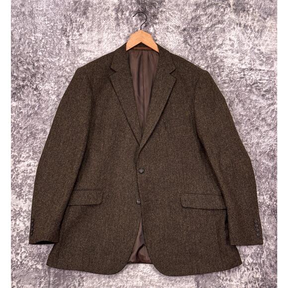 New Tailorbyrd Blazer 46 L Long Mens British Moon Tweed Brown Wool Jacket - Picture 1 of 11